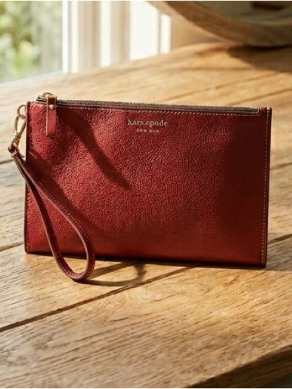 Kate Spade Burgundy Wristlet Clutch Like New
